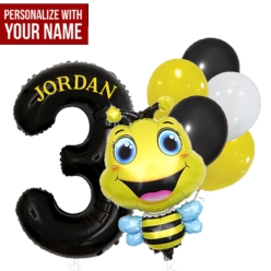 Bee Age 3 PERSONALIZED Balloon Bouquet